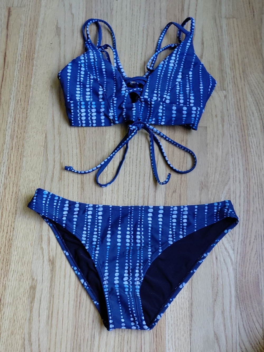 Cupshe Navy and Light Blue Dot Bikini Set